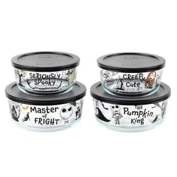 Disney Tim Burton's The Nightmare Before Christmas Pyrex Glass Storage 8… - Picture 1 of 2